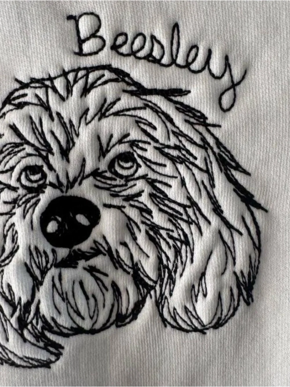 STAUD Off White NWT Hoodie with Black Dog Embroidery Sz XS (oversized)